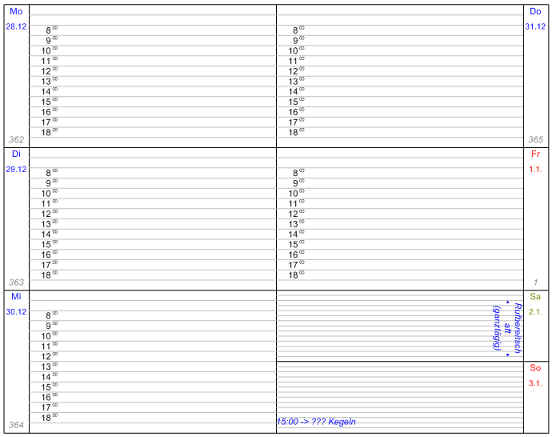 Heyer's Kalender-Studio - Wochenübersicht, zweispaltig